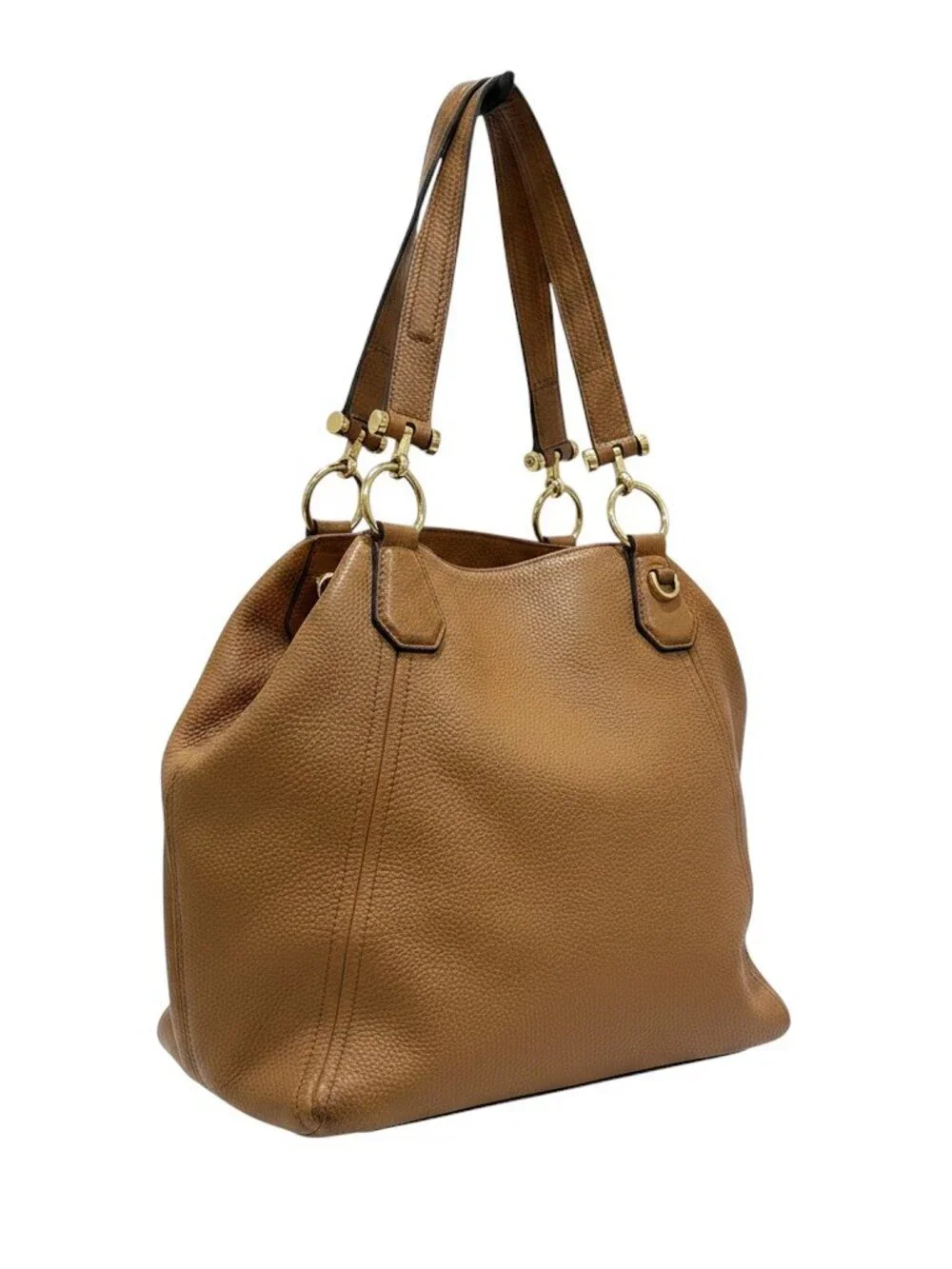 Michael Kors Frances Large Pebbled Leather Grab Bag in Acorn No Tassel READ